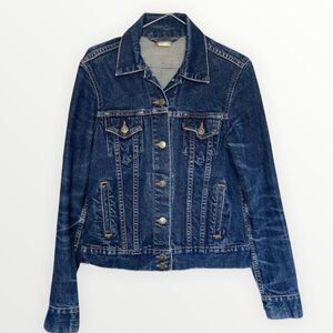 Levi’s Blue Dark-Wash Button-Up Collared Red Tab Denim Jacket Size Medium